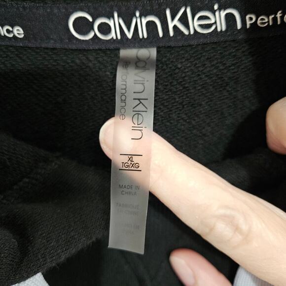 CALVIN KLEIN Performance Women Hooded Sweatshirt Short Sleeve Black DRESS Sz XL - Picture 7 of 7